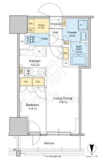 プラウドフラット四谷三丁目　907号室　間取り