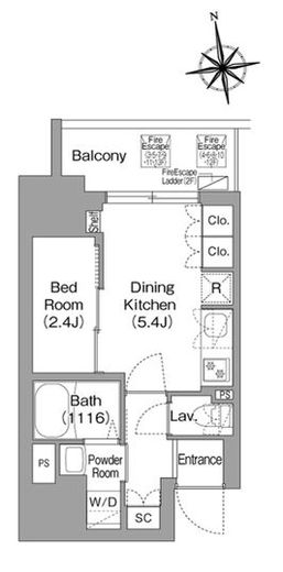 コンフォリア・リヴ北新宿　201号室　間取り