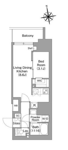 コンフォリア・リヴ北新宿　602号室　間取り