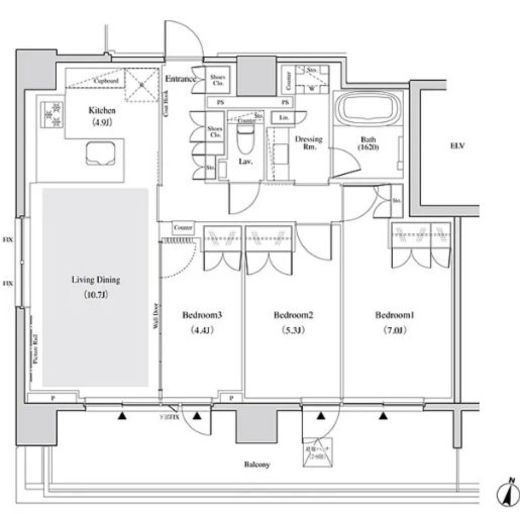 ザ・パークハビオ代々木　901号室　間取り