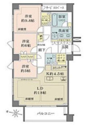 ザ・パークハウス千代田六番町　601号室　間取り