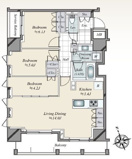 アトラス麻布十番　203号室　間取り