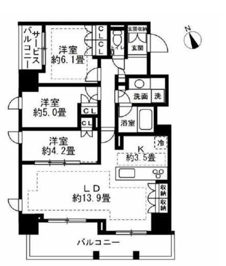アトラス麻布十番　4F1号室　間取り