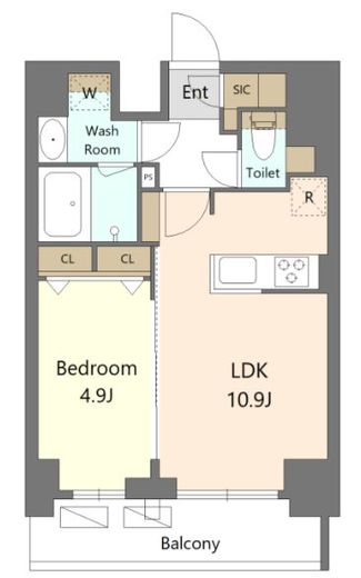 S-RESIDENCE新宿早稲田avelis (エスレジデンス新宿早稲田アヴェリス)　1004号室　間取り