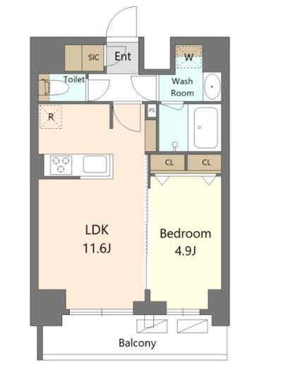 S-RESIDENCE新宿早稲田avelis (エスレジデンス新宿早稲田アヴェリス)　1203号室　間取り