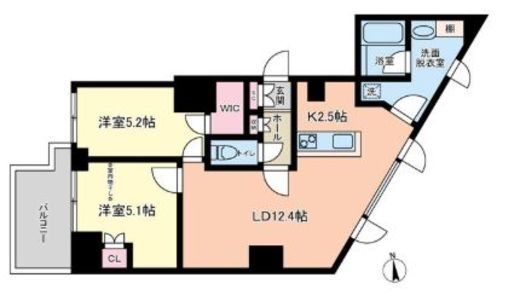 ヴィアーレ四谷　701号室　間取り