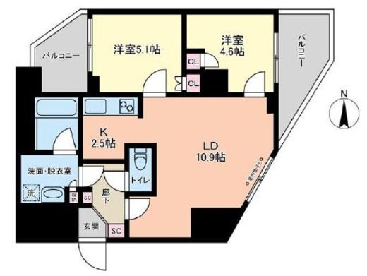 ヴィアーレ四谷　702号室　間取り