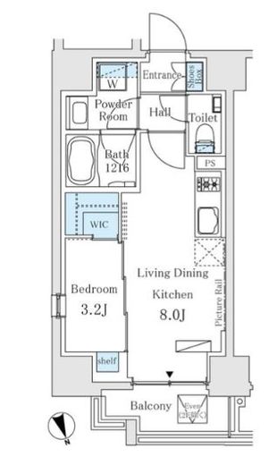 イプセ御成門　1201号室　間取り