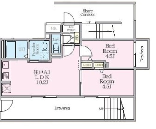 HJクラウンⅠ　001号室　間取り