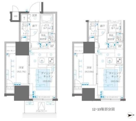 ZOOM信濃町　1203号室　間取り