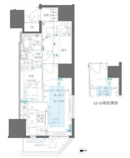 ZOOM信濃町　1301号室　間取り