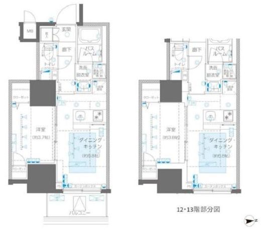 ZOOM信濃町　1303号室　間取り
