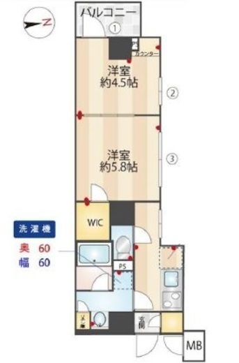 ZOOM信濃町　208号室　間取り