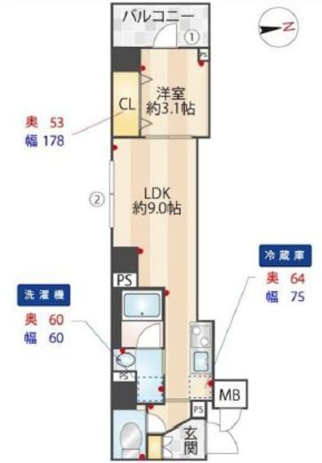 ZOOM信濃町　210号室　間取り