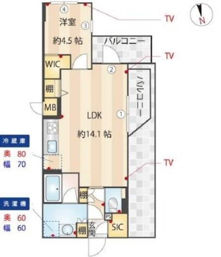 ZOOM信濃町　507号室　間取り