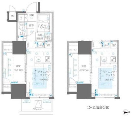ZOOM信濃町　703号室　間取り