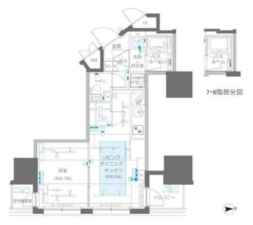 ZOOM信濃町　804号室　間取り