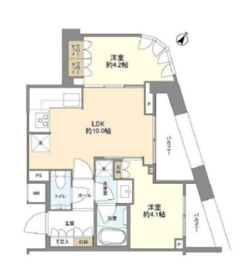 パークコート恵比寿　408号室　間取り