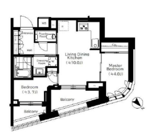 パークコート恵比寿　608号室　間取り