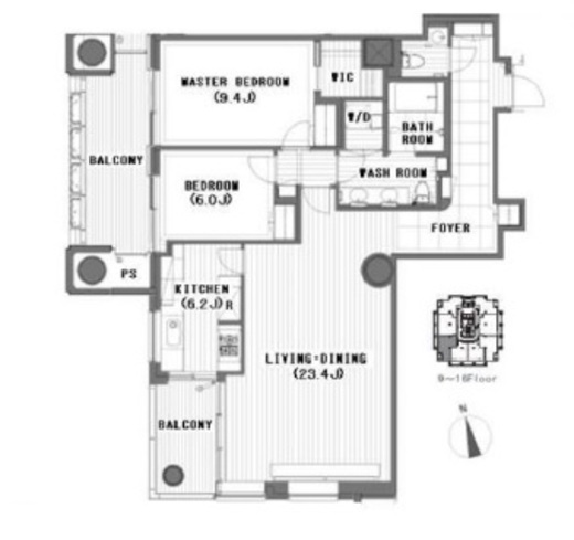 六本木ヒルズレジデンス C棟　906号室　間取り