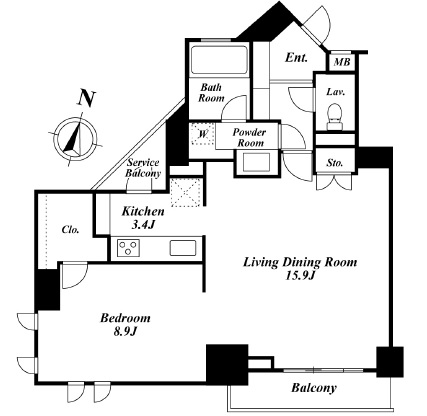 ドゥーエ西麻布1　401号室　間取り