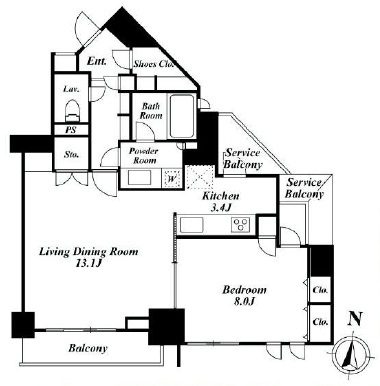 ドゥーエ西麻布1　402号室　間取り