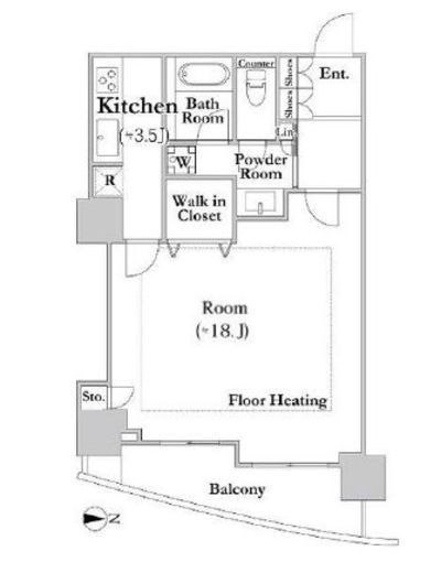 河田町ガーデンクラブフロア　3106号室　間取り