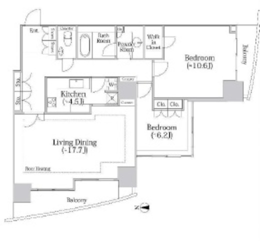 河田町ガーデンクラブフロア　3108号室　間取り