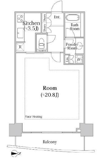 河田町ガーデンクラブフロア　3405号室　間取り