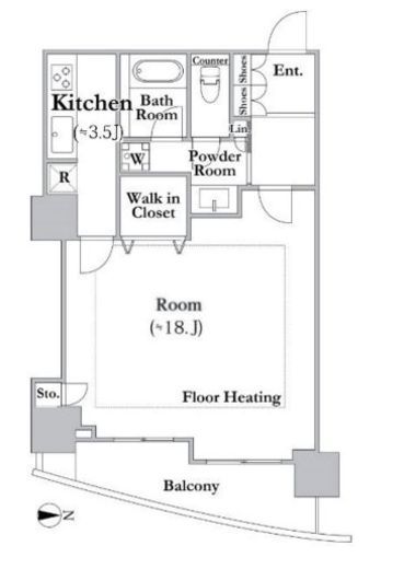 河田町ガーデンクラブフロア　3606号室　間取り