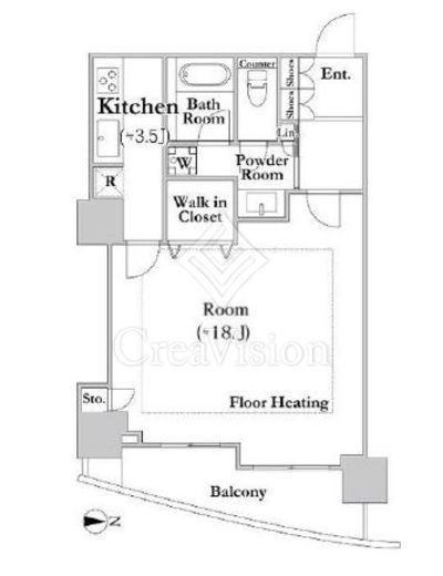 河田町ガーデンクラブフロア　3706号室　間取り