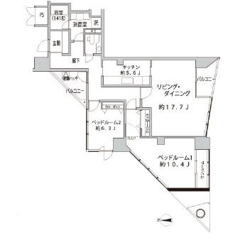 Shibaura Crystal 品川レジデンス　1905号室　間取り