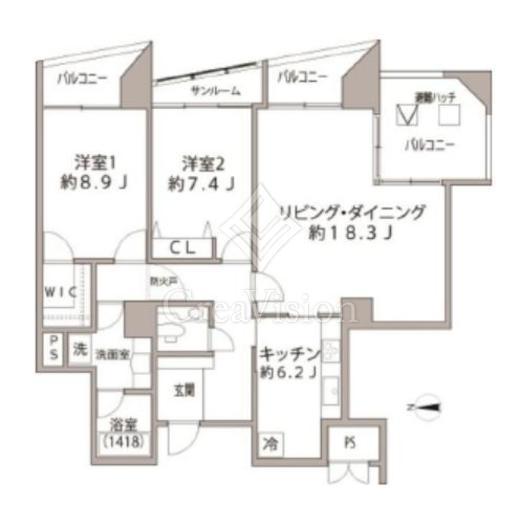Shibaura Crystal 品川レジデンス　1502号室　間取り