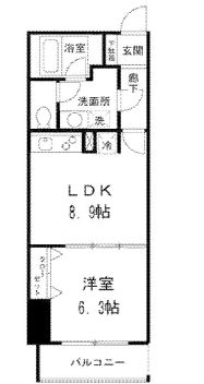 ＳＳ．ＦＬＡＴ神楽坂ｓｏｕｔｈ　803号室　間取り