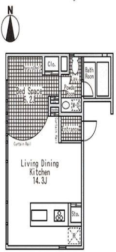 LunaRossa渋谷　3A号室　間取り