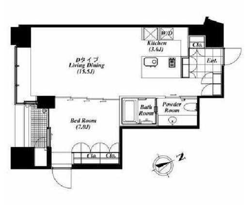 We Will 八丁堀　6F1号室　間取り