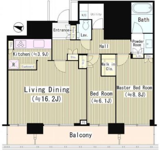 赤坂タワーレジデンス トップオブザヒル　2102号室　間取り