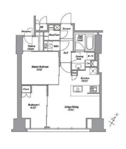 レキシントンスクエア白金高輪　1004号室　間取り