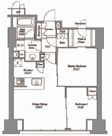 レキシントンスクエア白金高輪　1103号室　間取り