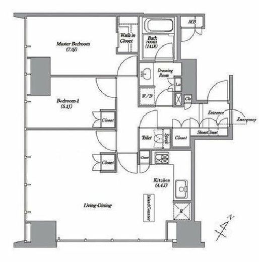 レキシントンスクエア白金高輪　1201号室　間取り