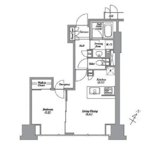 レキシントンスクエア白金高輪　1202号室　間取り