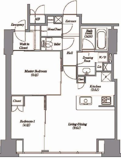 レキシントンスクエア白金高輪　2204号室　間取り