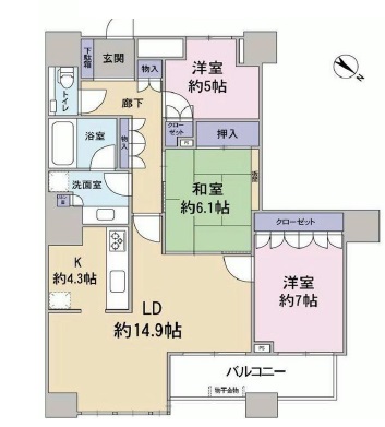 ＴＨＥ　ＴＯＫＹＯ　ＴＯＷＥＲＳ　ＭＩＤＴＯＷＥＲ　3721号室　間取り