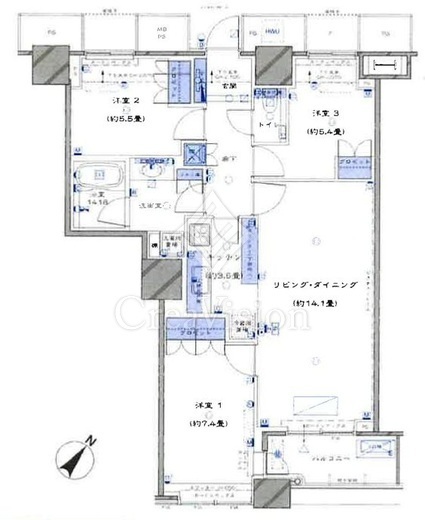 ＴＨＥ　ＴＯＫＹＯ　ＴＯＷＥＲＳ　ＭＩＤＴＯＷＥＲ　4905号室　間取り