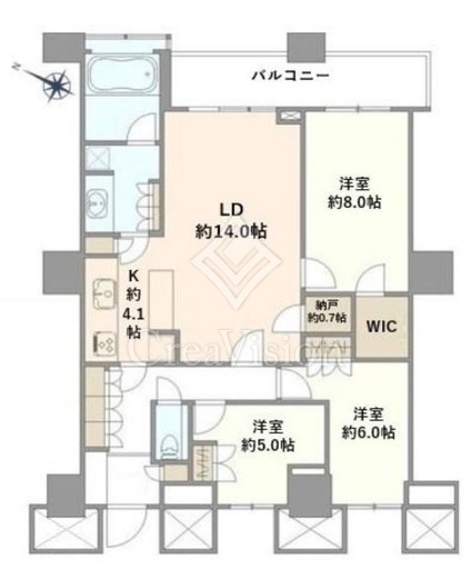ＴＨＥ　ＴＯＫＹＯ　ＴＯＷＥＲＳ　ＭＩＤＴＯＷＥＲ　3122号室　間取り