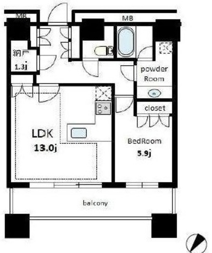 カテリーナ三田タワースイート イーストアーク　12F1号室　間取り