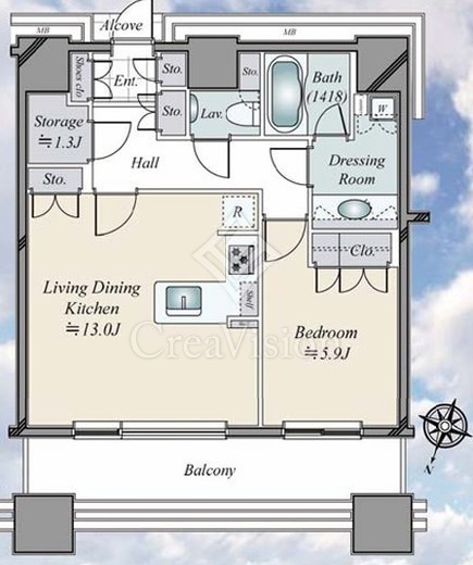 カテリーナ三田タワースイート イーストアーク　2707号室　間取り