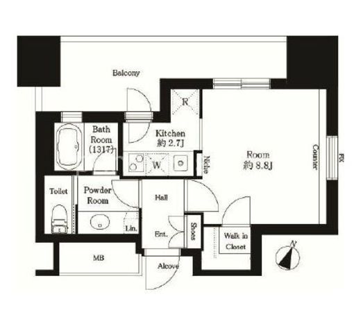 カテリーナ三田タワースイート ウエストアーク　9F2号室　間取り