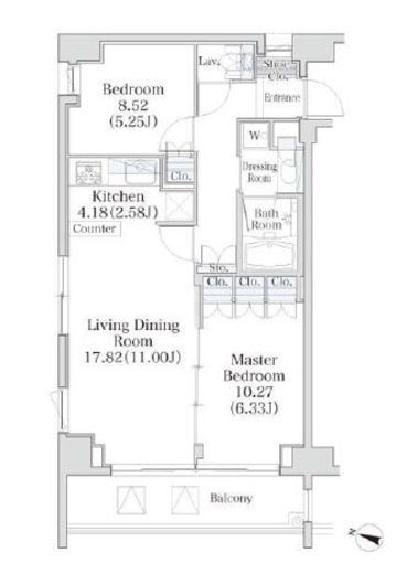パークフラッツ市谷台町坂　206号室　間取り