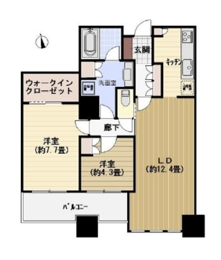 芝浦アイランド　グローヴタワー　2208号室　間取り